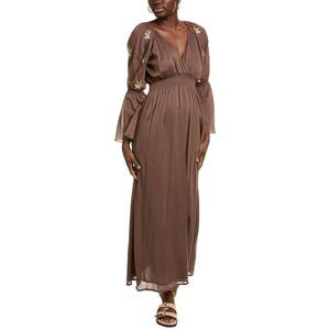 Phie Collective Womens  Golden Flower Maxi Dress, Brown
